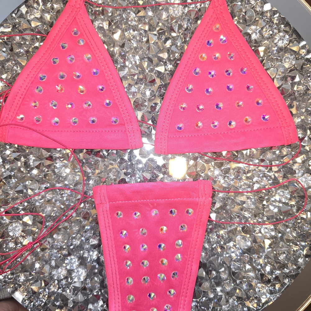 Pink Rhinestone Bikini Set